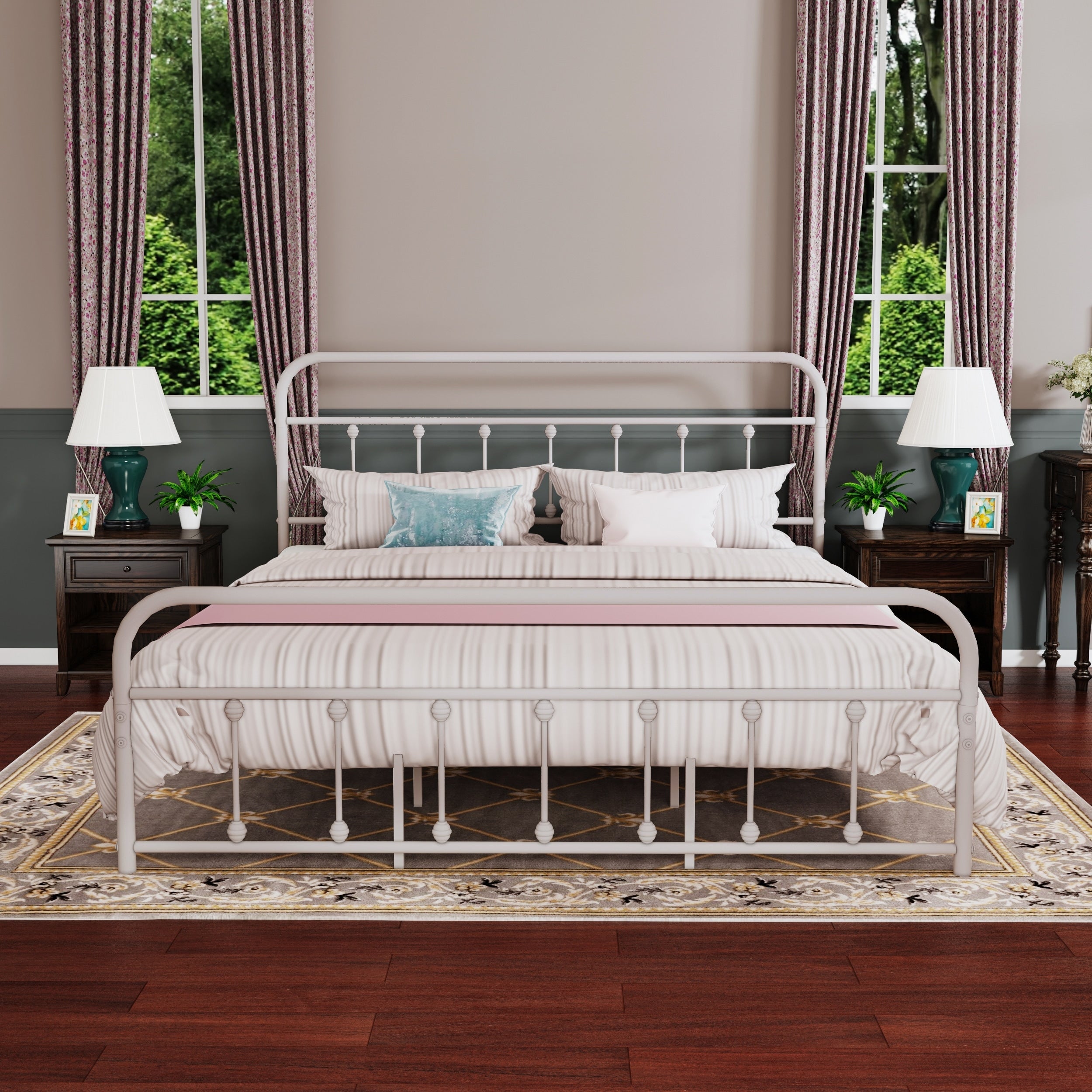 Alazyhome, semplice struttura per letto in metallo vintage, facile da montare