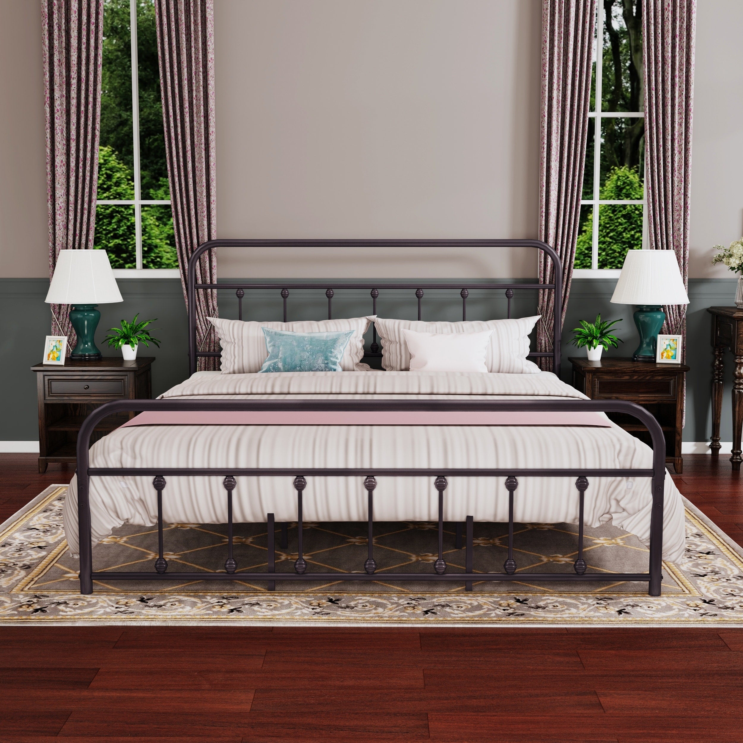 Alazyhome, semplice struttura per letto in metallo vintage, facile da montare