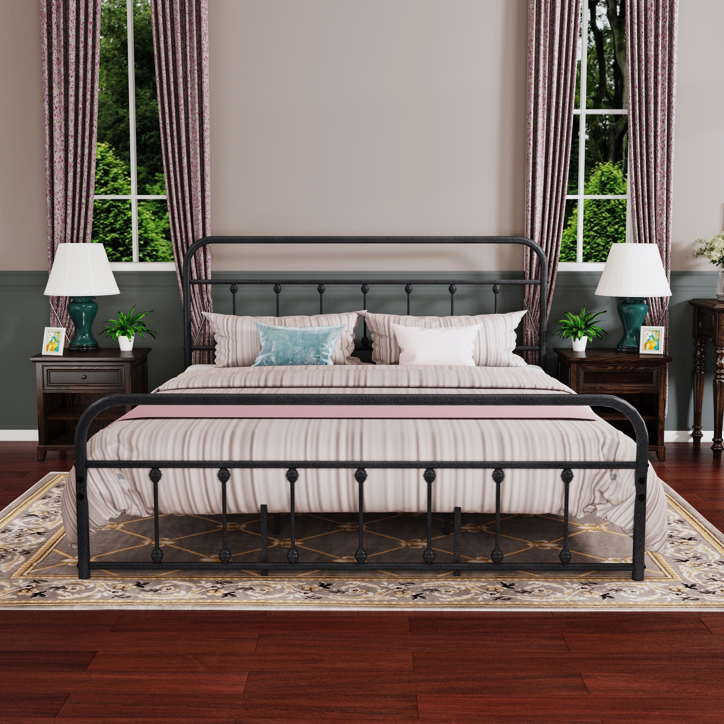 Alazyhome, semplice struttura per letto in metallo vintage, facile da montare