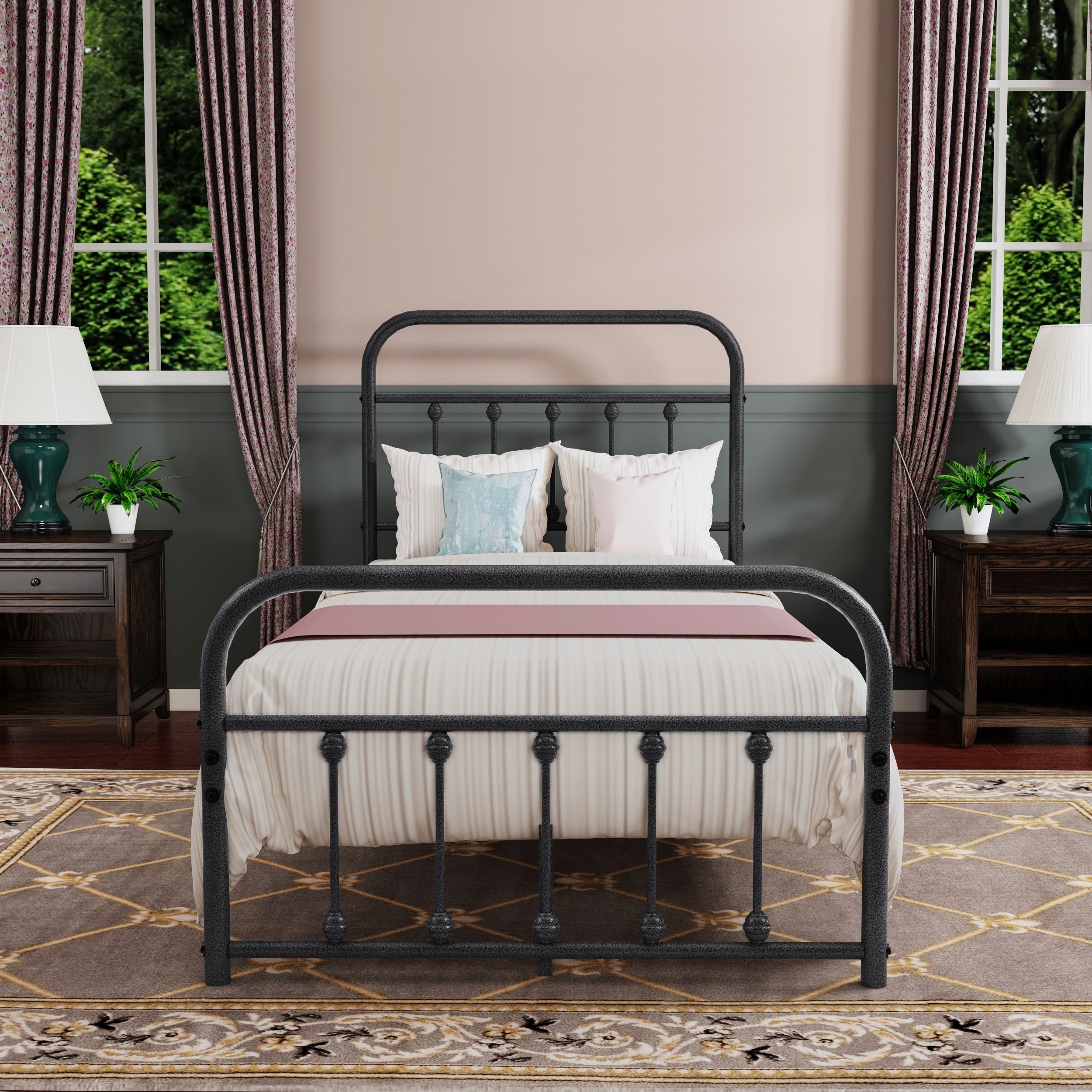 Alazyhome, semplice struttura per letto in metallo vintage, facile da montare