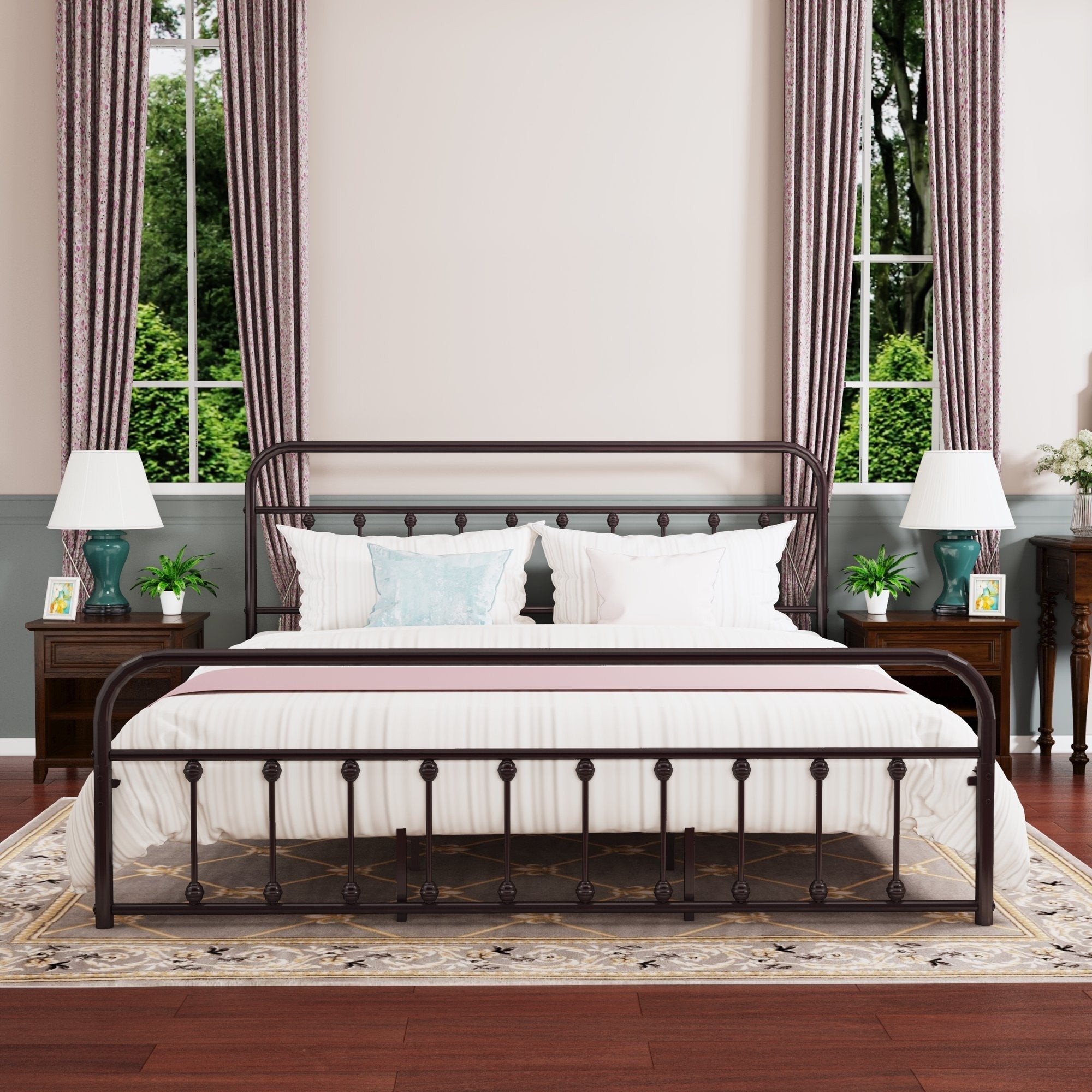 Alazyhome, semplice struttura per letto in metallo vintage, facile da montare