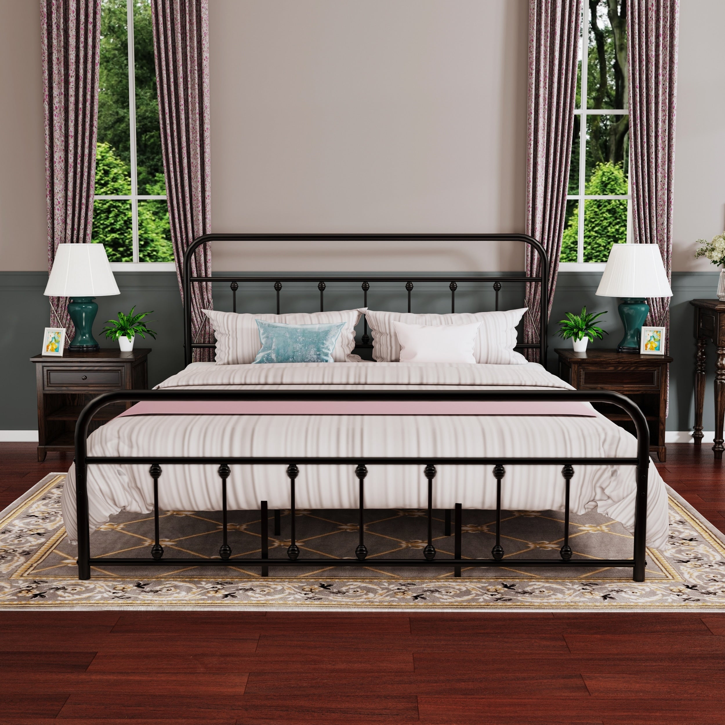 Alazyhome, semplice struttura per letto in metallo vintage, facile da montare