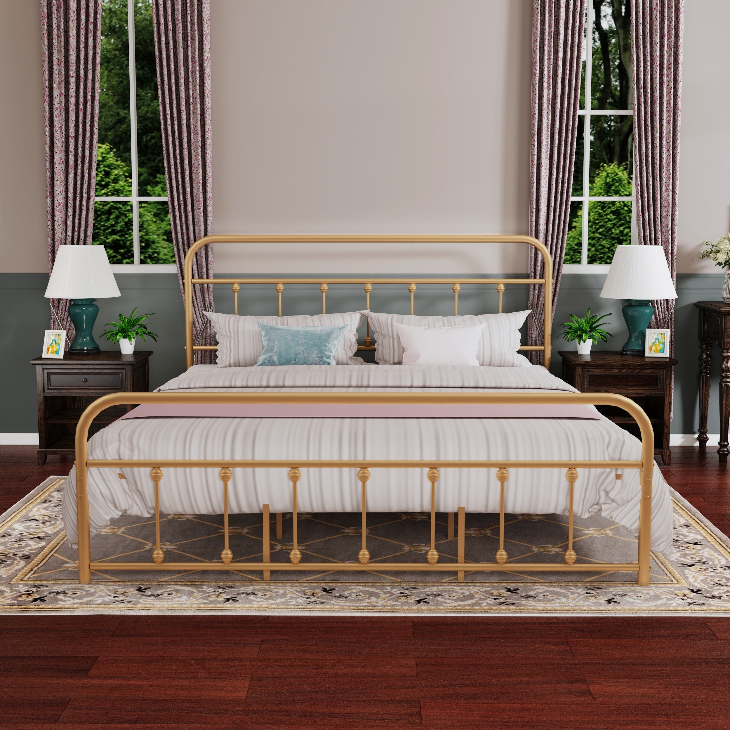 Alazyhome, semplice struttura per letto in metallo vintage, facile da montare