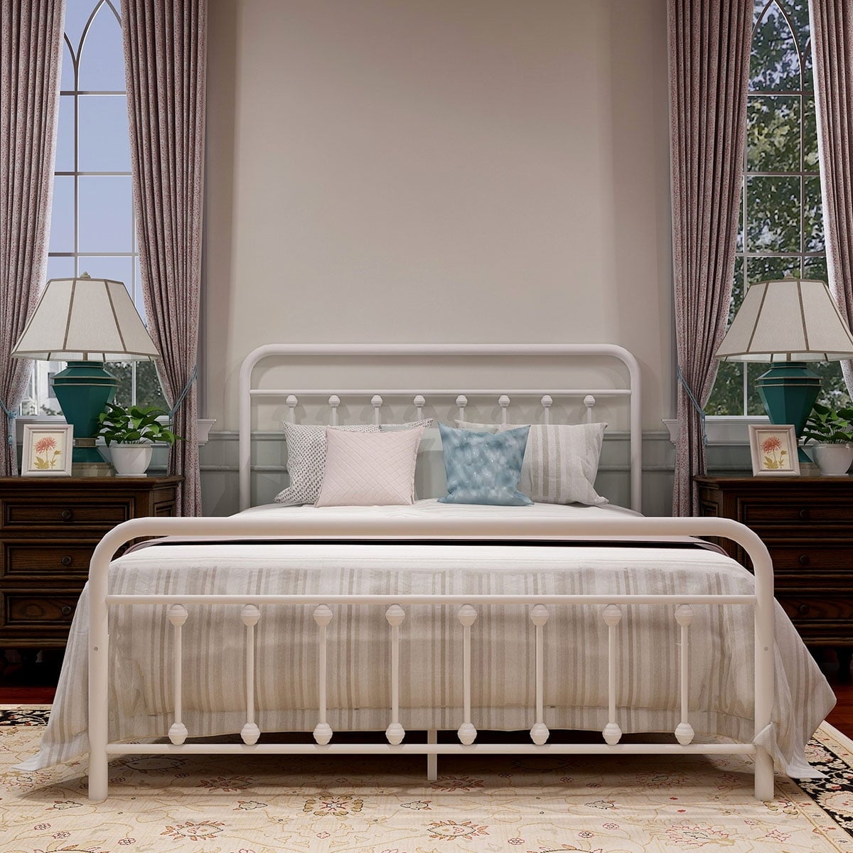 Alazyhome, semplice struttura per letto in metallo vintage, facile da montare