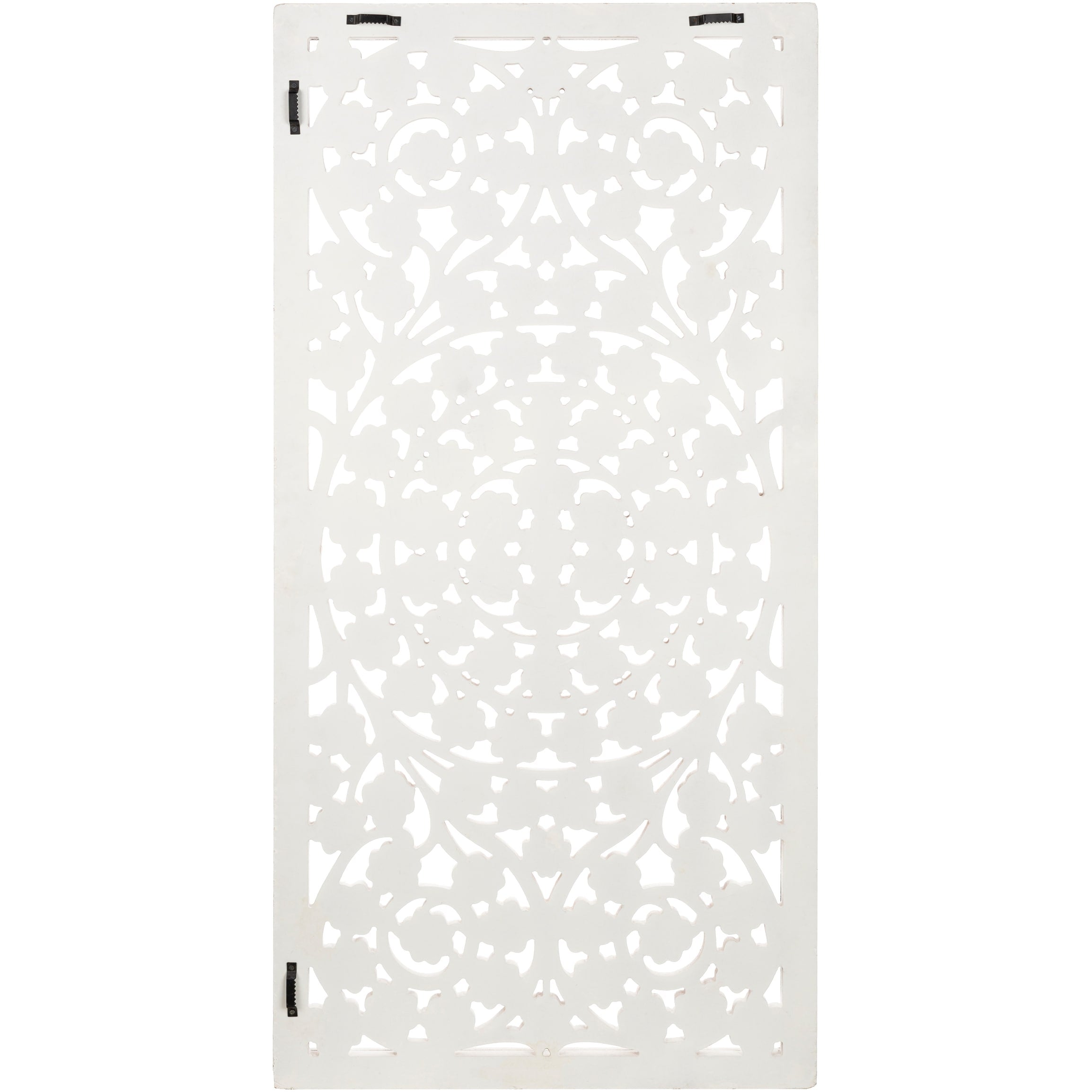 Pannello da parete Allen White Washed intagliato a mano da 48x28 pollici con intarsio a specchio