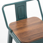 Sgabelli da bar con schienale, set di 4 sgabelli da bar in metallo industriale con seduta in legno