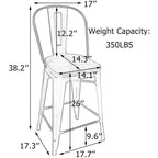 Sgabelli da bar Andeworld Farmhouse, set di 4 sgabelli da bar alti fino al bancone - Set di 4
