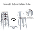 Sgabelli da bar Andeworld Farmhouse, set di 4 sgabelli da bar alti fino al bancone - Set di 4