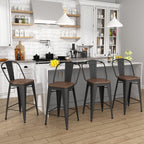 Sgabelli da bar Andeworld Farmhouse, set di 4 sgabelli da bar alti fino al bancone - Set di 4