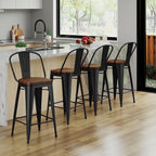 Sgabelli da bar Andeworld Farmhouse, set di 4 sgabelli da bar alti fino al bancone - Set di 4