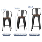 Sgabelli da bar Andeworld Farmhouse, set di 4 sgabelli da bar alti fino al bancone - Set di 4