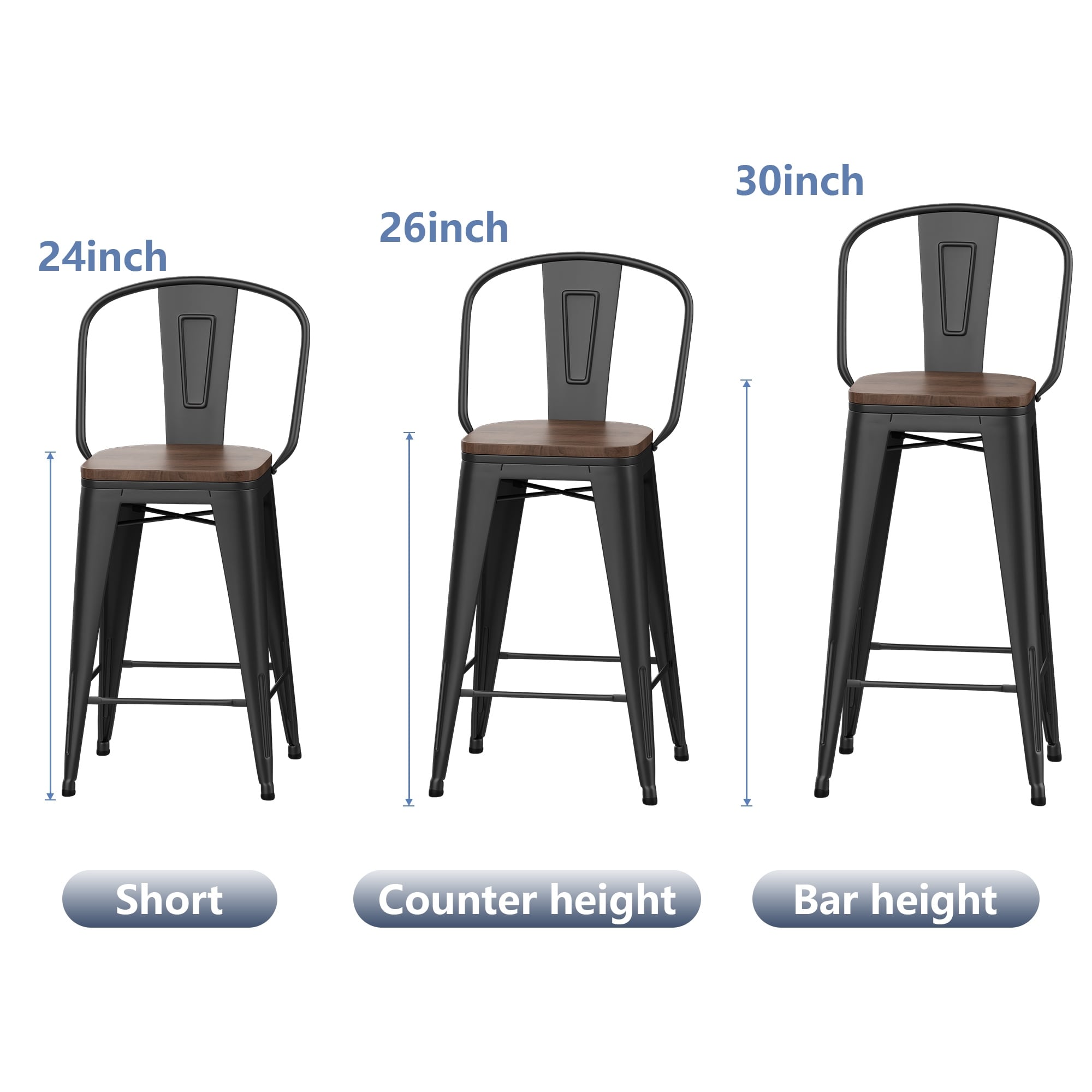 Sgabelli da bar Andeworld Farmhouse, set di 4 sgabelli da bar alti fino al bancone - Set di 4