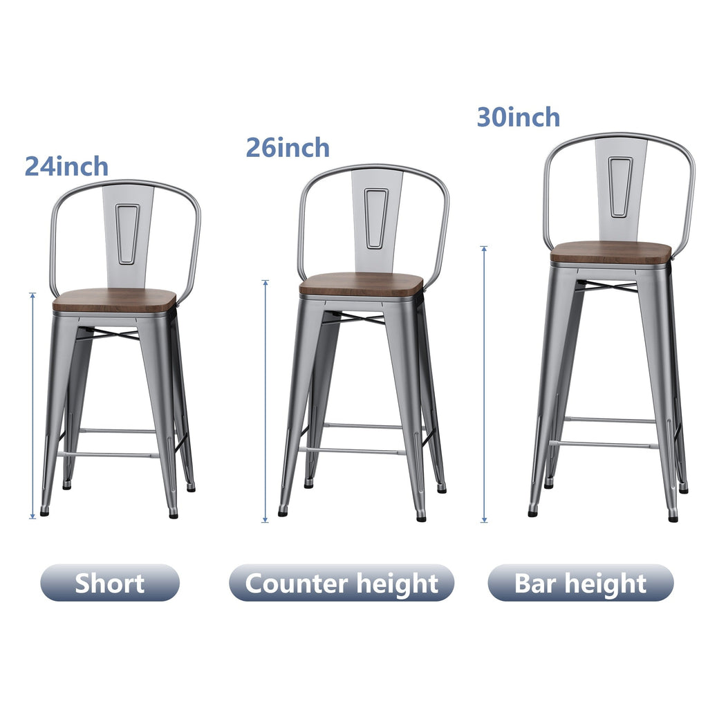 Sgabelli da bar Andeworld Farmhouse, set di 4 sgabelli da bar alti fino al bancone - Set di 4