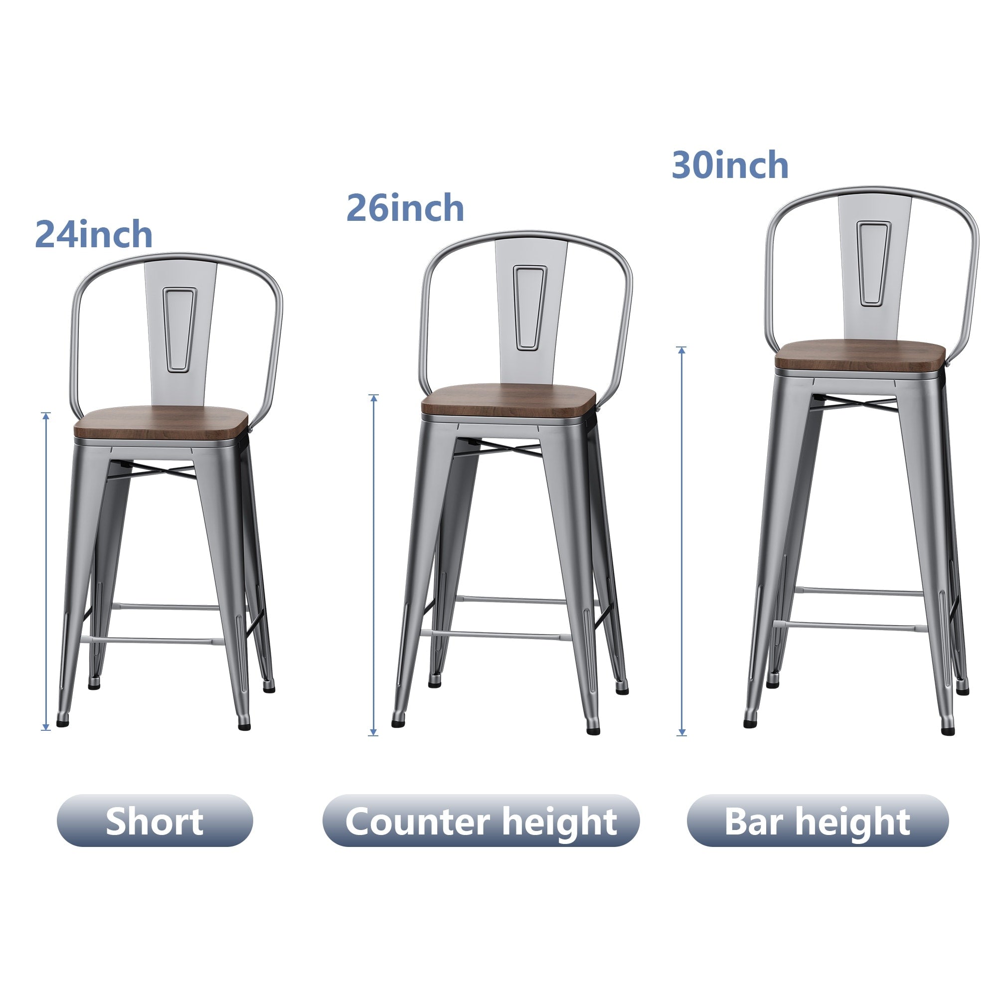 Sgabelli da bar Andeworld Farmhouse, set di 4 sgabelli da bar alti fino al bancone - Set di 4