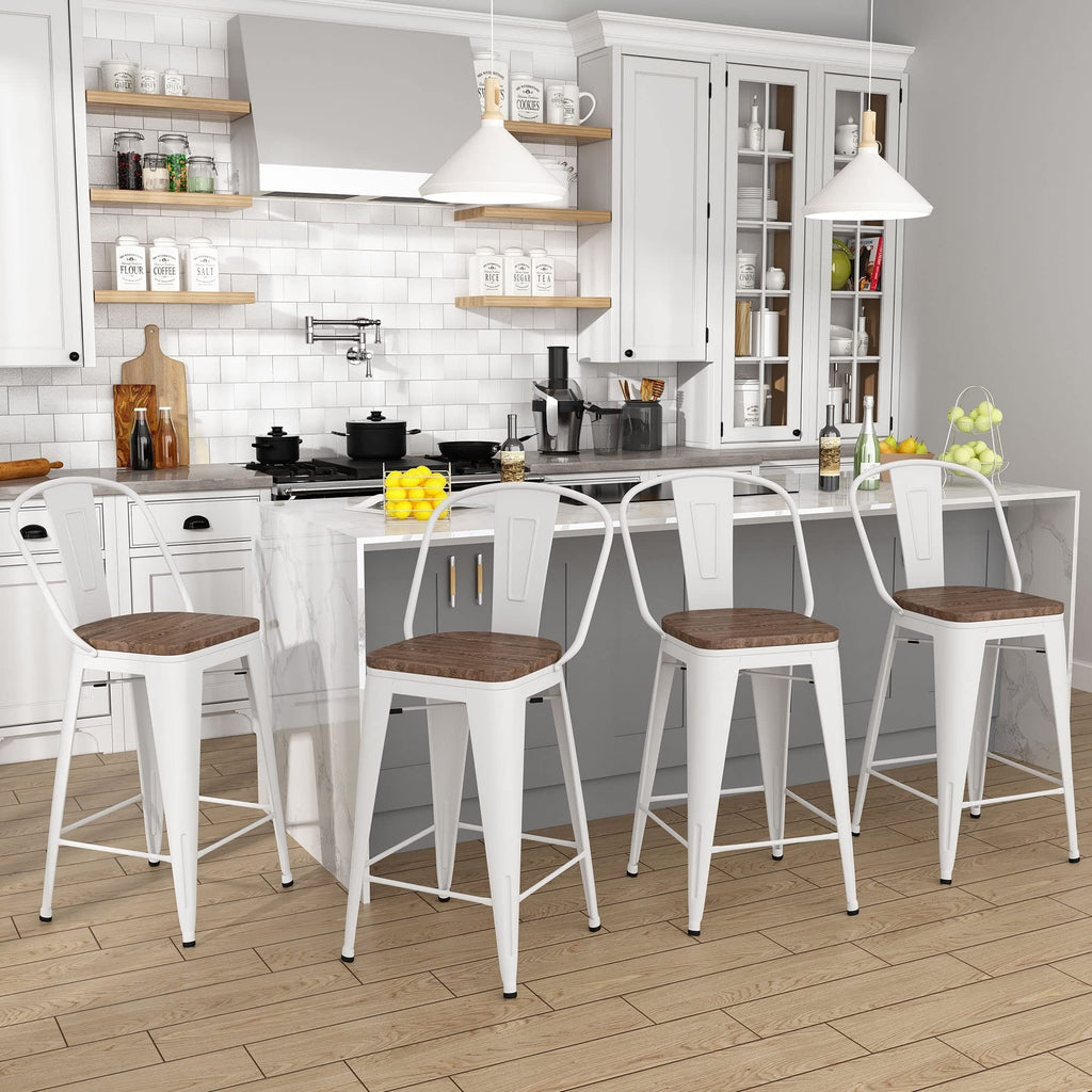 Sgabelli da bar Andeworld Farmhouse, set di 4 sgabelli da bar alti fino al bancone - Set di 4