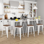 Sgabelli da bar Andeworld Farmhouse, set di 4 sgabelli da bar alti fino al bancone - Set di 4