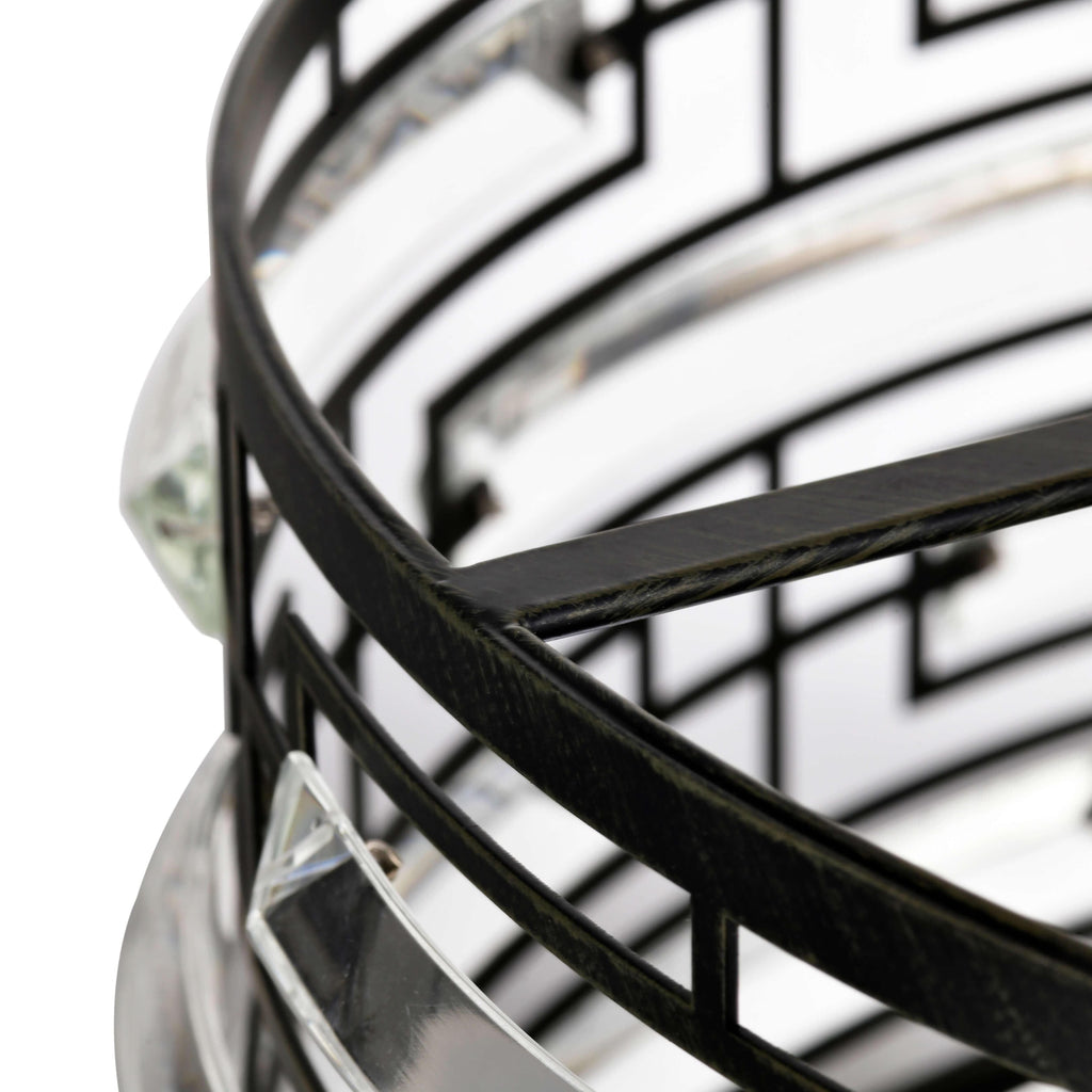 Lampadario Anita Drum Shade con prisma in vetro trasparente