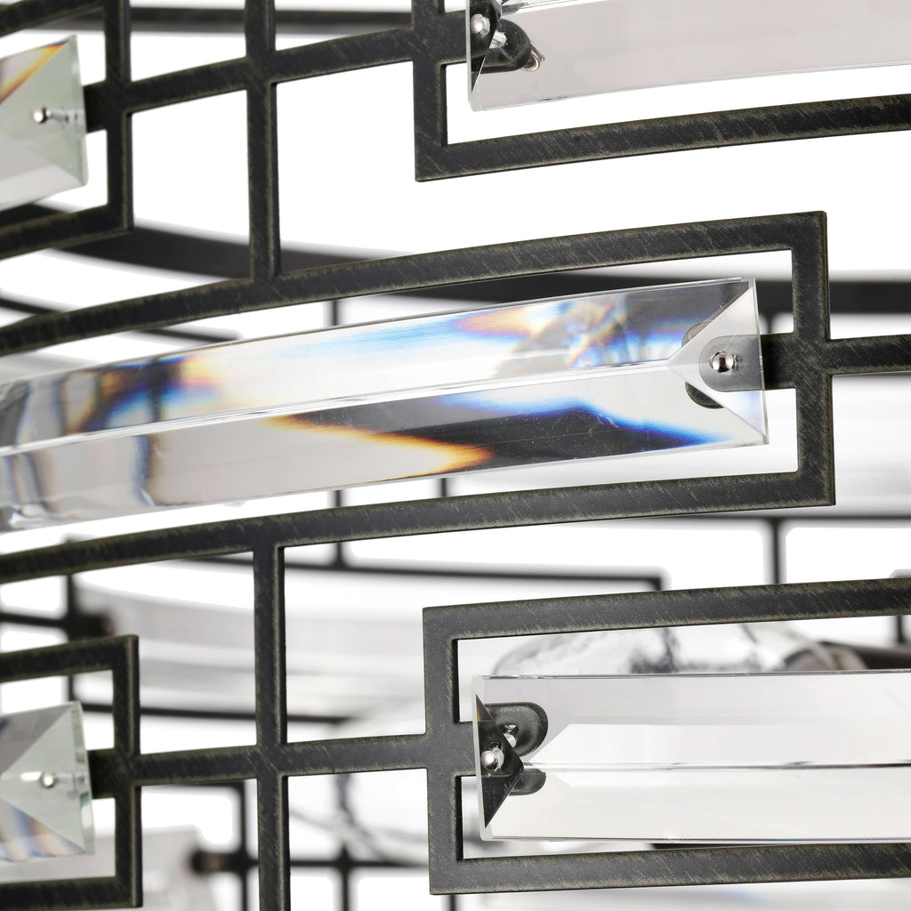 Lampadario Anita Drum Shade con prisma in vetro trasparente