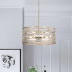 Lampadario Anita Drum Shade con prisma in vetro trasparente