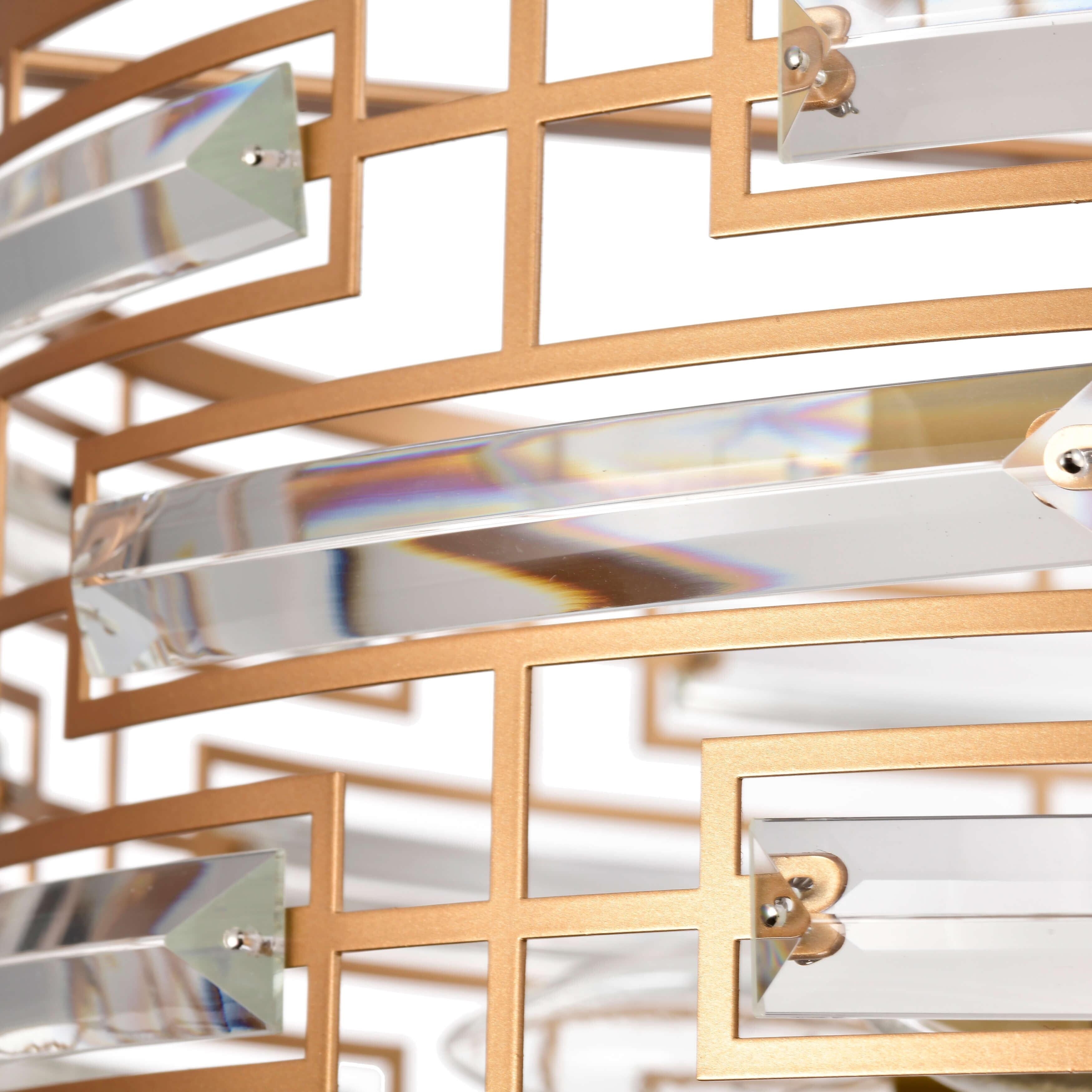 Lampadario Anita Drum Shade con prisma in vetro trasparente