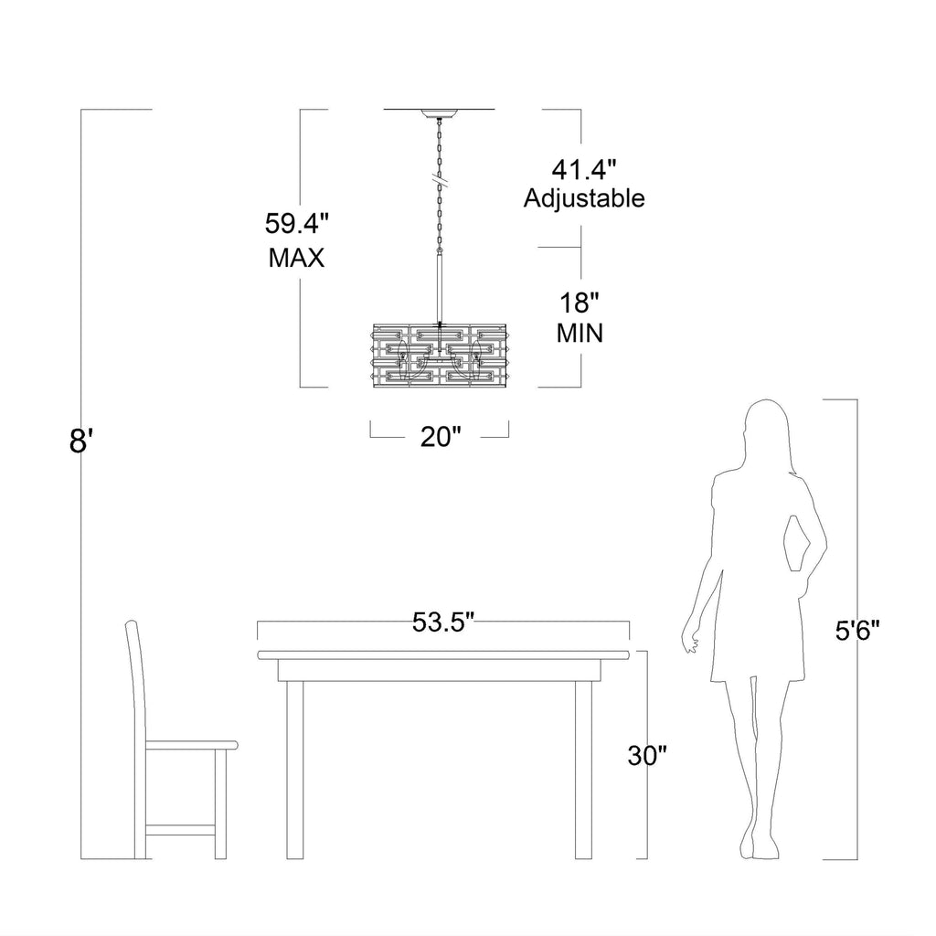 Lampadario Anita Drum Shade con prisma in vetro trasparente