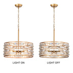 Lampadario Anita Drum Shade con prisma in vetro trasparente