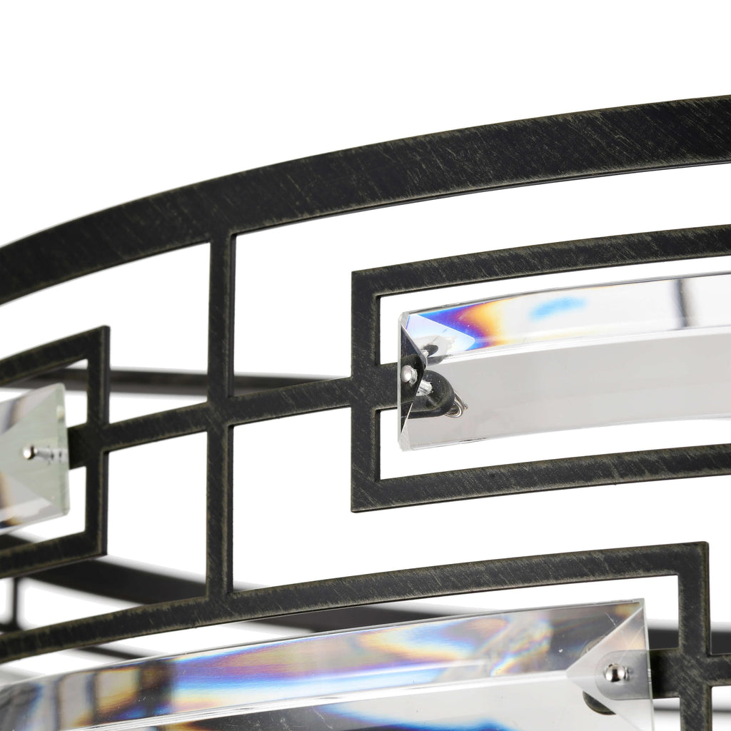 Lampadario Anita Drum Shade con prisma in vetro trasparente