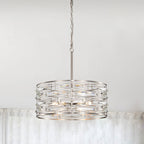 Lampadario Anita Drum Shade con prisma in vetro trasparente