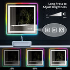 Specchio da bagno antiappannamento retroilluminato RGB e frontale a LED