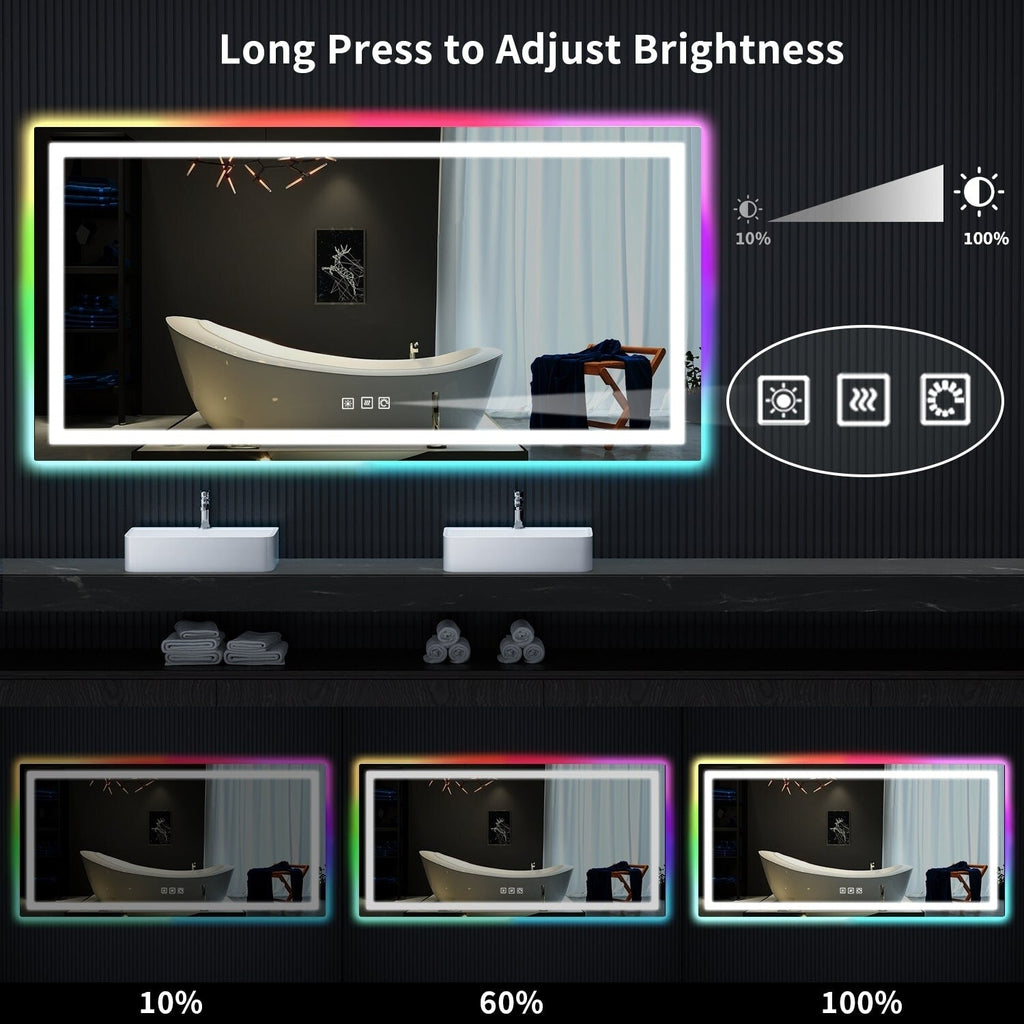 Specchio da bagno antiappannamento retroilluminato RGB e frontale a LED