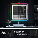 Specchio da bagno antiappannamento retroilluminato RGB e frontale a LED