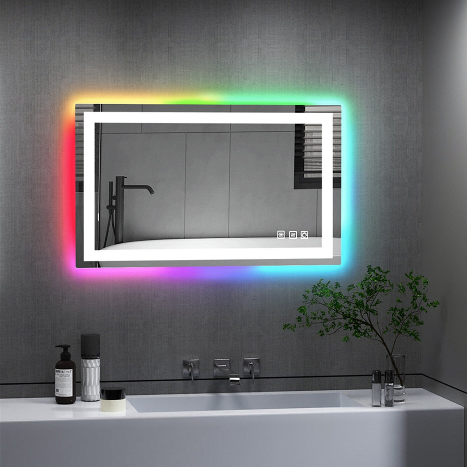 Specchio da bagno antiappannamento retroilluminato RGB e frontale a LED