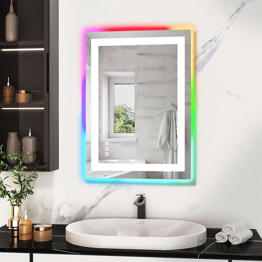 Specchio da bagno antiappannamento retroilluminato RGB e frontale a LED