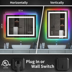 Specchio da bagno antiappannamento retroilluminato RGB e frontale a LED