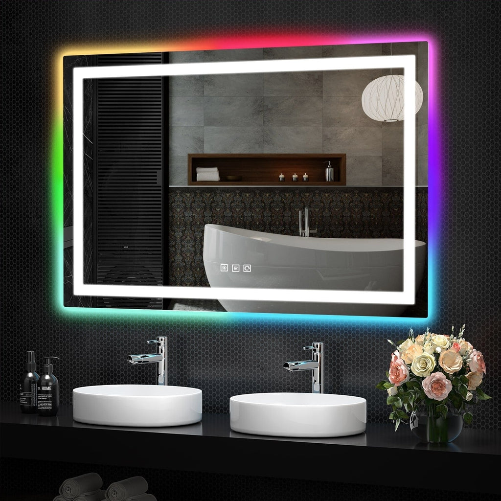 Specchio da bagno antiappannamento retroilluminato RGB e frontale a LED