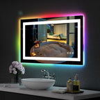 Specchio da bagno antiappannamento retroilluminato RGB e frontale a LED