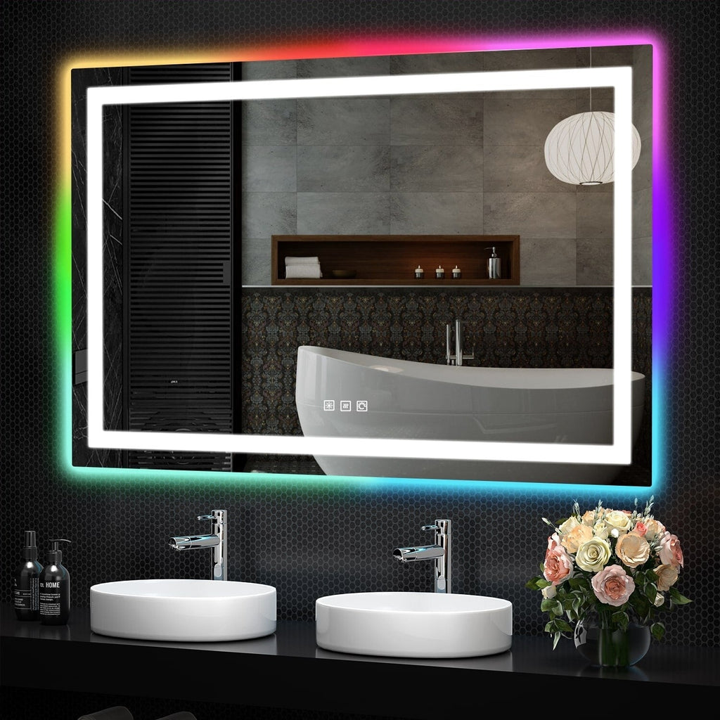 Specchio da bagno antiappannamento retroilluminato RGB e frontale a LED