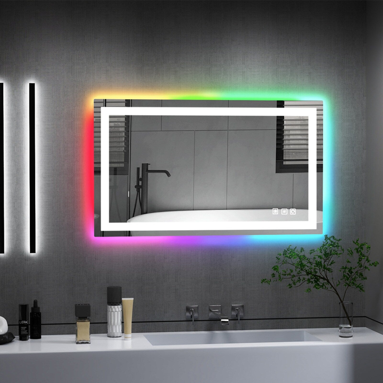 Specchio da bagno antiappannamento retroilluminato RGB e frontale a LED