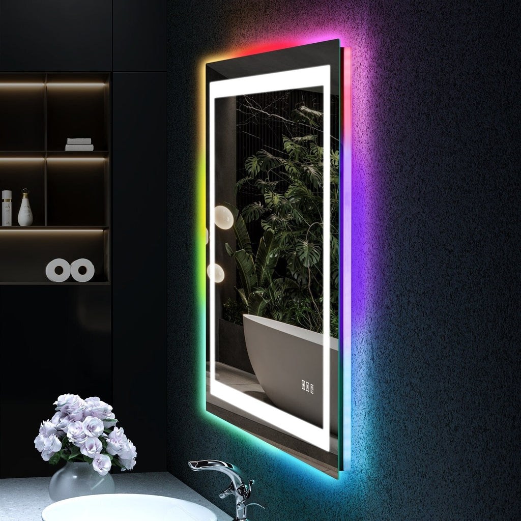 Specchio da bagno antiappannamento retroilluminato RGB e frontale a LED