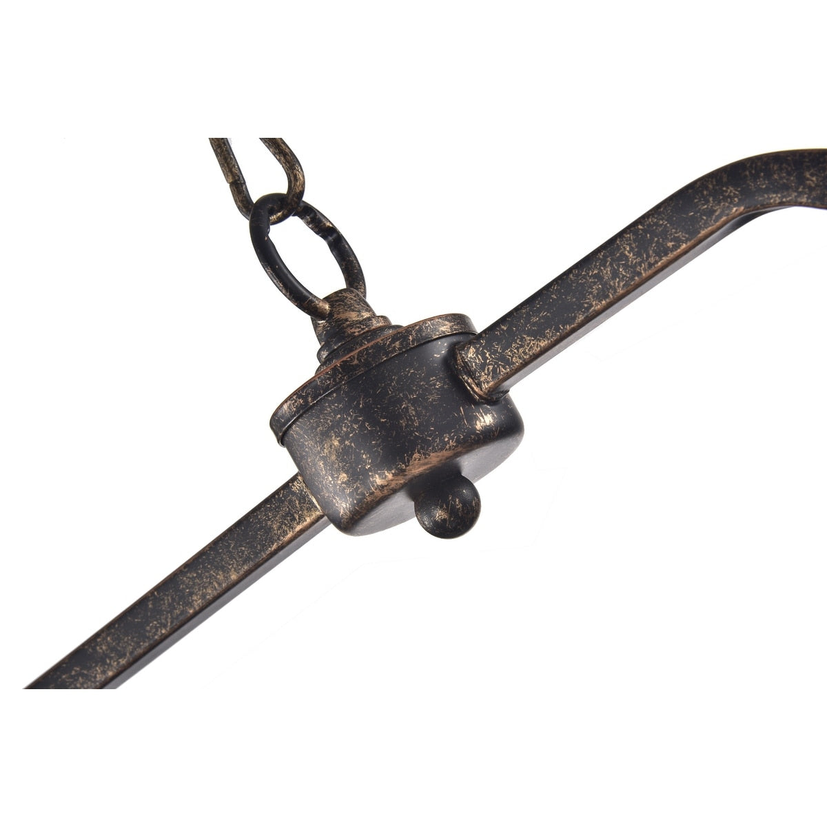 Lampada da cucina rettangolare a 6 luci in bronzo antico con cristalli pendenti - Bronzo antico