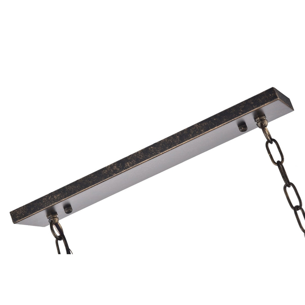 Lampada da cucina rettangolare a 6 luci in bronzo antico con cristalli pendenti - Bronzo antico