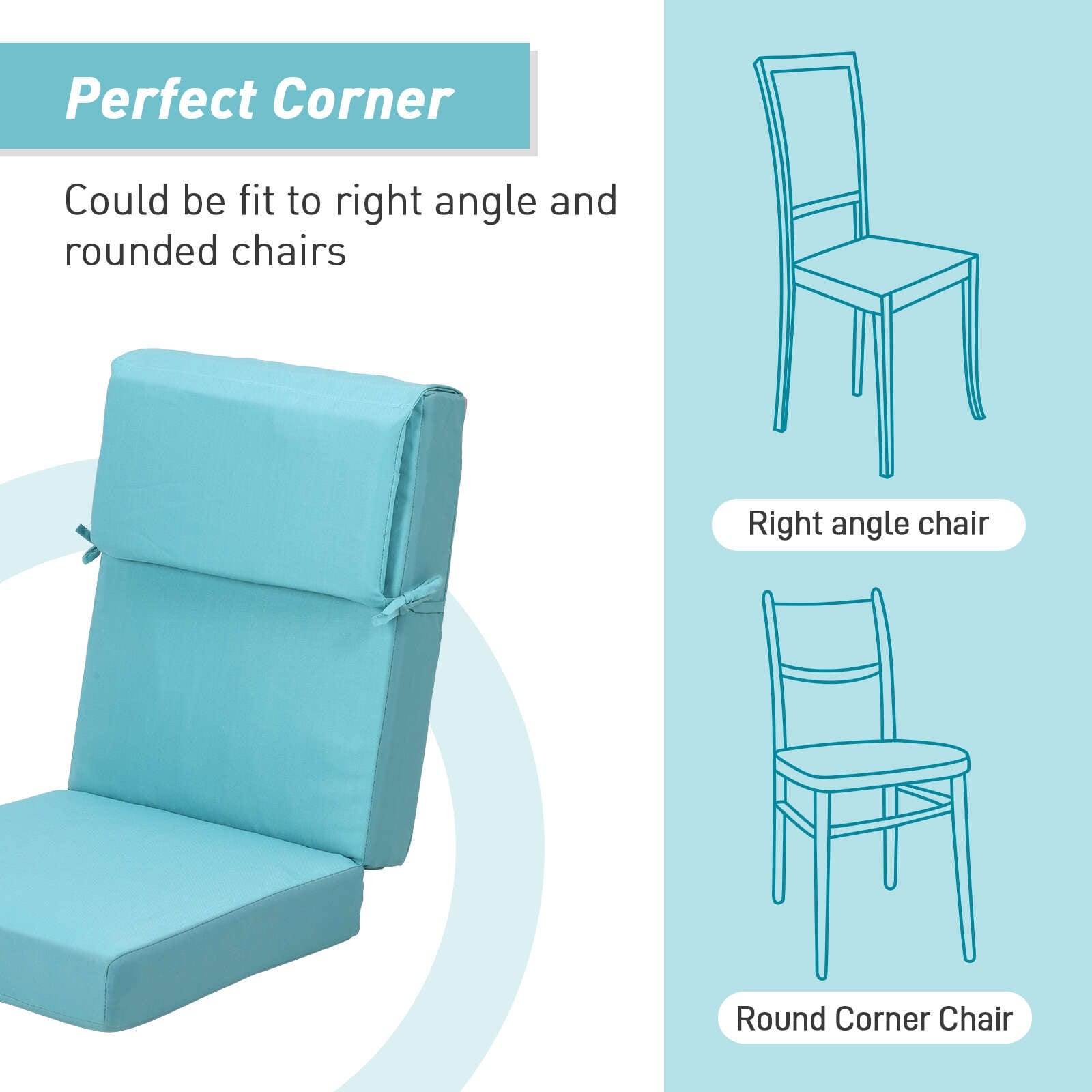 Set di 4 cuscini per sedia con schienale alto Aoodor Patio, 46x21x4 pollici (solo cuscini)