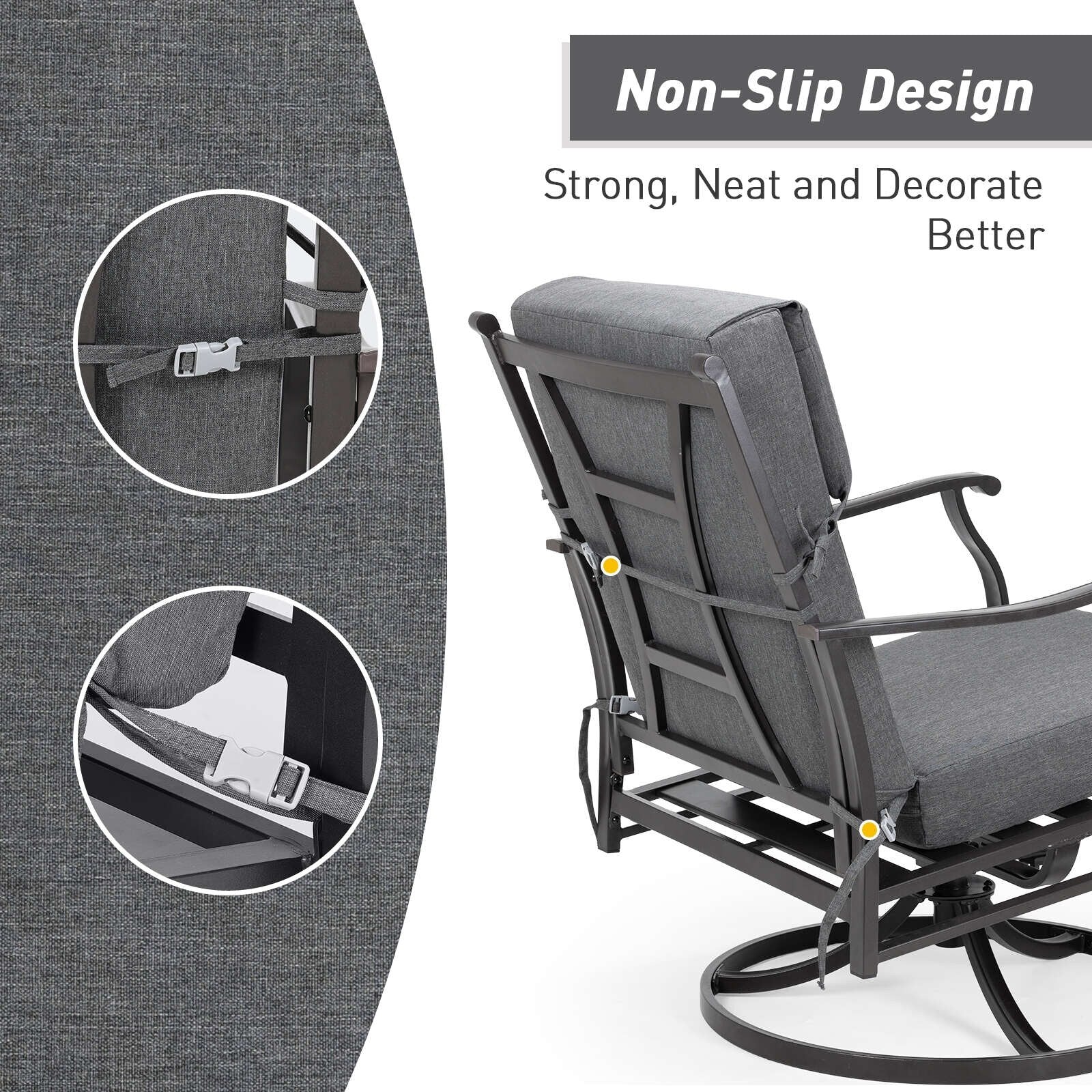 Set di 4 cuscini per sedia con schienale alto Aoodor Patio, 46x21x4 pollici (solo cuscini)