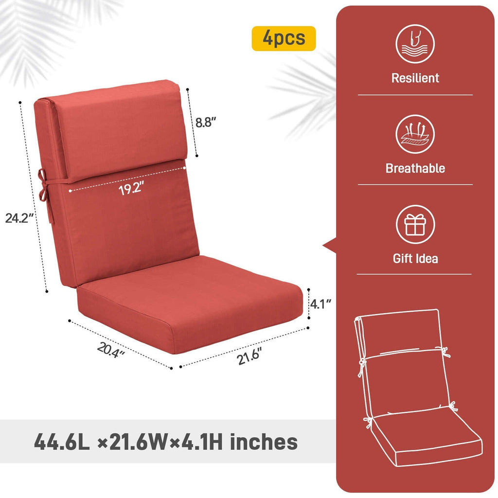 Set di 4 cuscini per sedia con schienale alto Aoodor Patio, 46x21x4 pollici (solo cuscini)