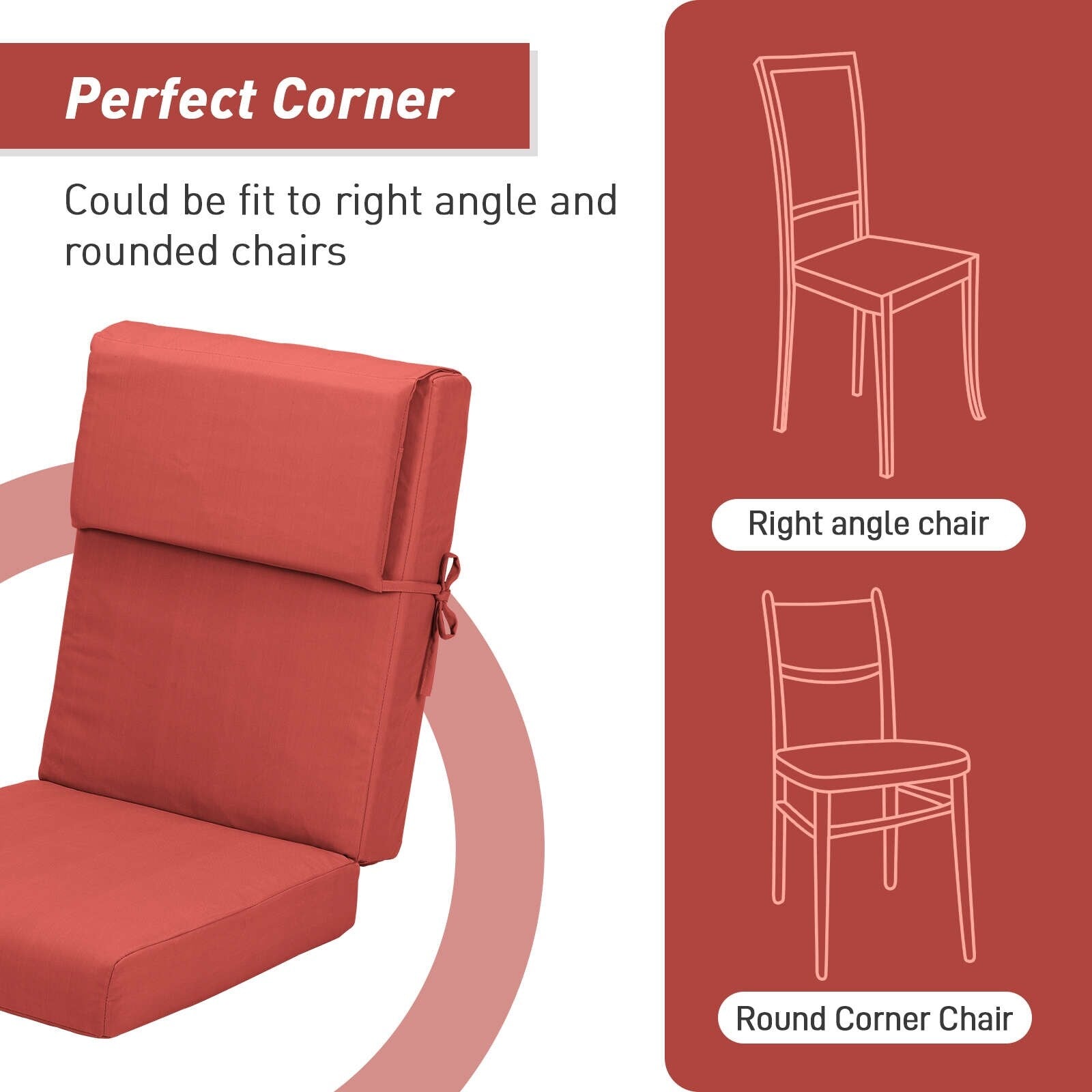 Set di 4 cuscini per sedia con schienale alto Aoodor Patio, 46x21x4 pollici (solo cuscini)