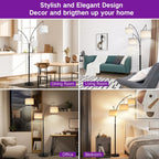 Lampada da terra ad arco LED dimmerabile moderna nera a 3 luci