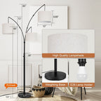 Lampada da terra ad arco LED dimmerabile moderna nera a 3 luci