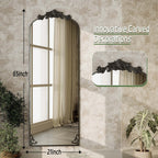 Specchio a figura intera ad arco con motivo floreale barocco