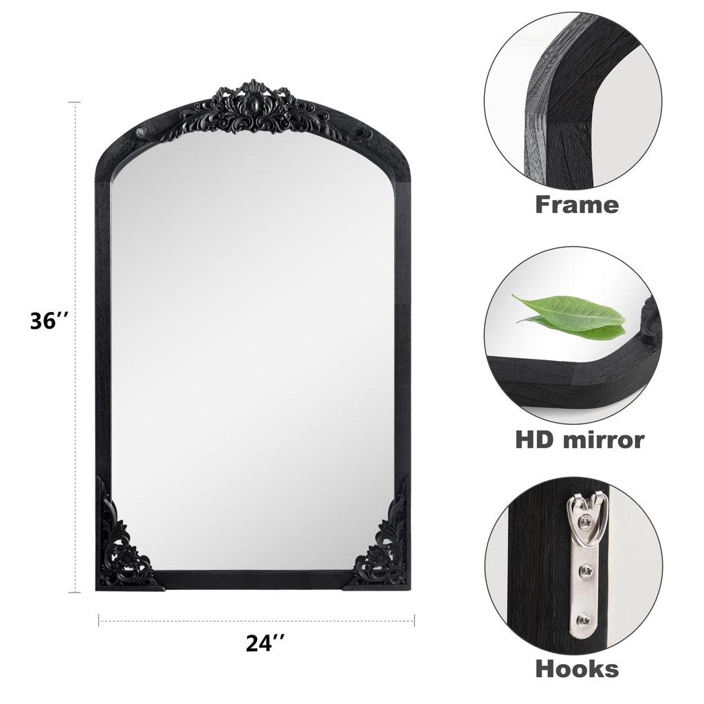 Specchio da pavimento intagliato in legno massello a tutta lunghezza ad arco