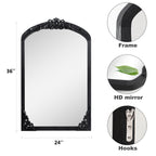 Specchio da pavimento intagliato in legno massello a tutta lunghezza ad arco